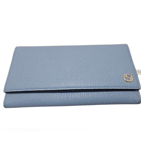 GUCCI Interlocking G Long WalletBlue Leather Women - Picture 1 of 5